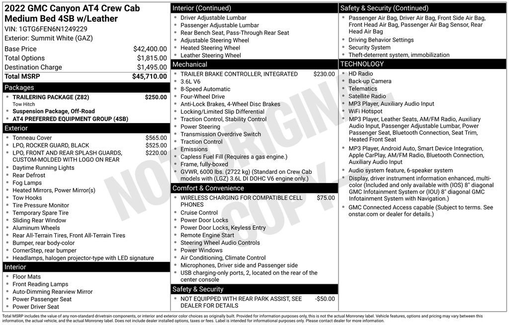 Used 2022 GMC Canyon AT4 w/ Trailering Package AWD/4WD image 6