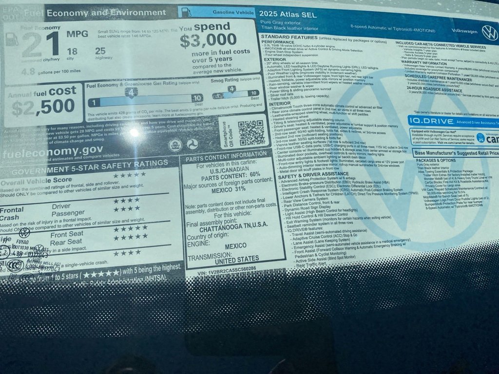 New 2025 Volkswagen Atlas SEL image 34