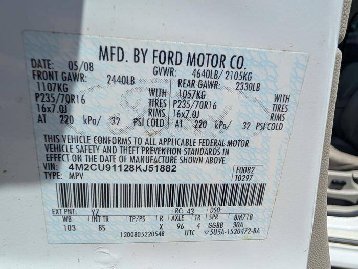Used 2008 Mercury Mariner 4WD V6 image 43