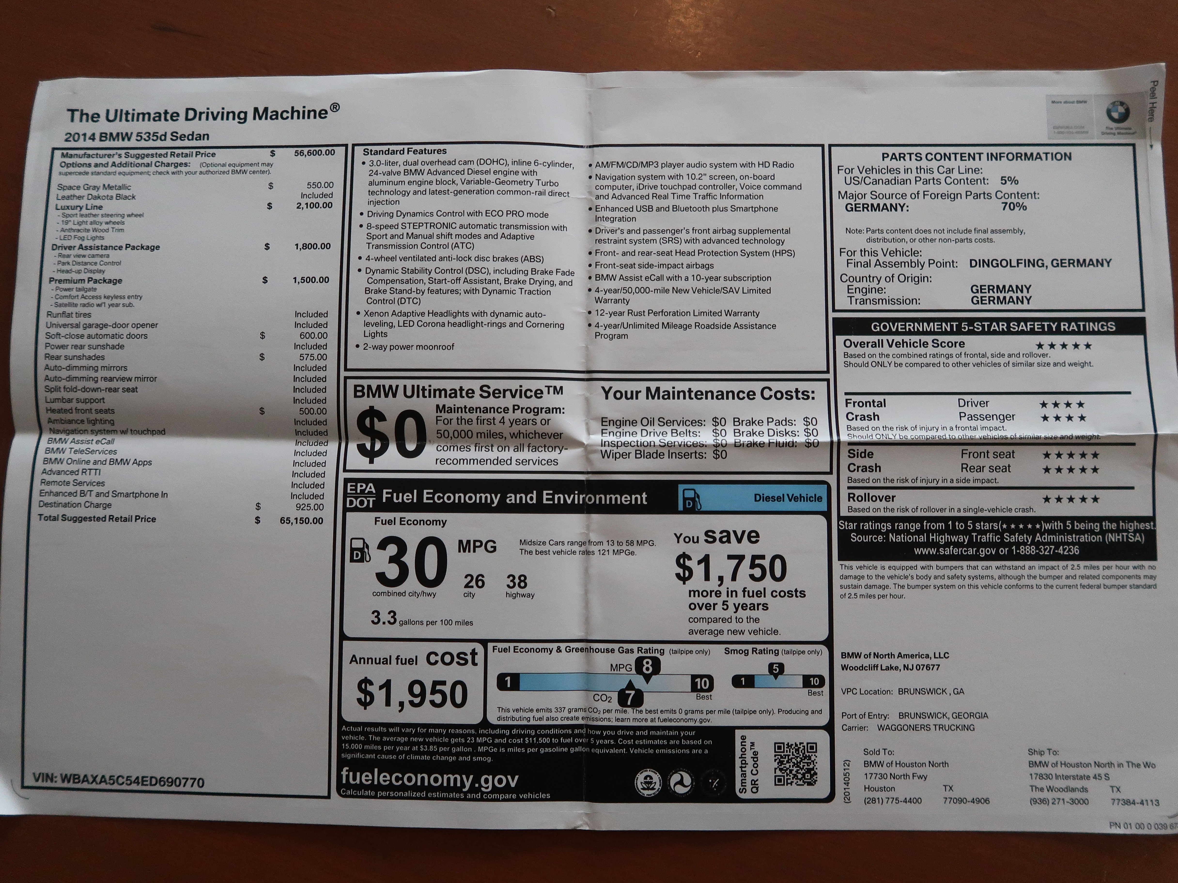 Used 2014 BMW 535d Sedan RWD image 27