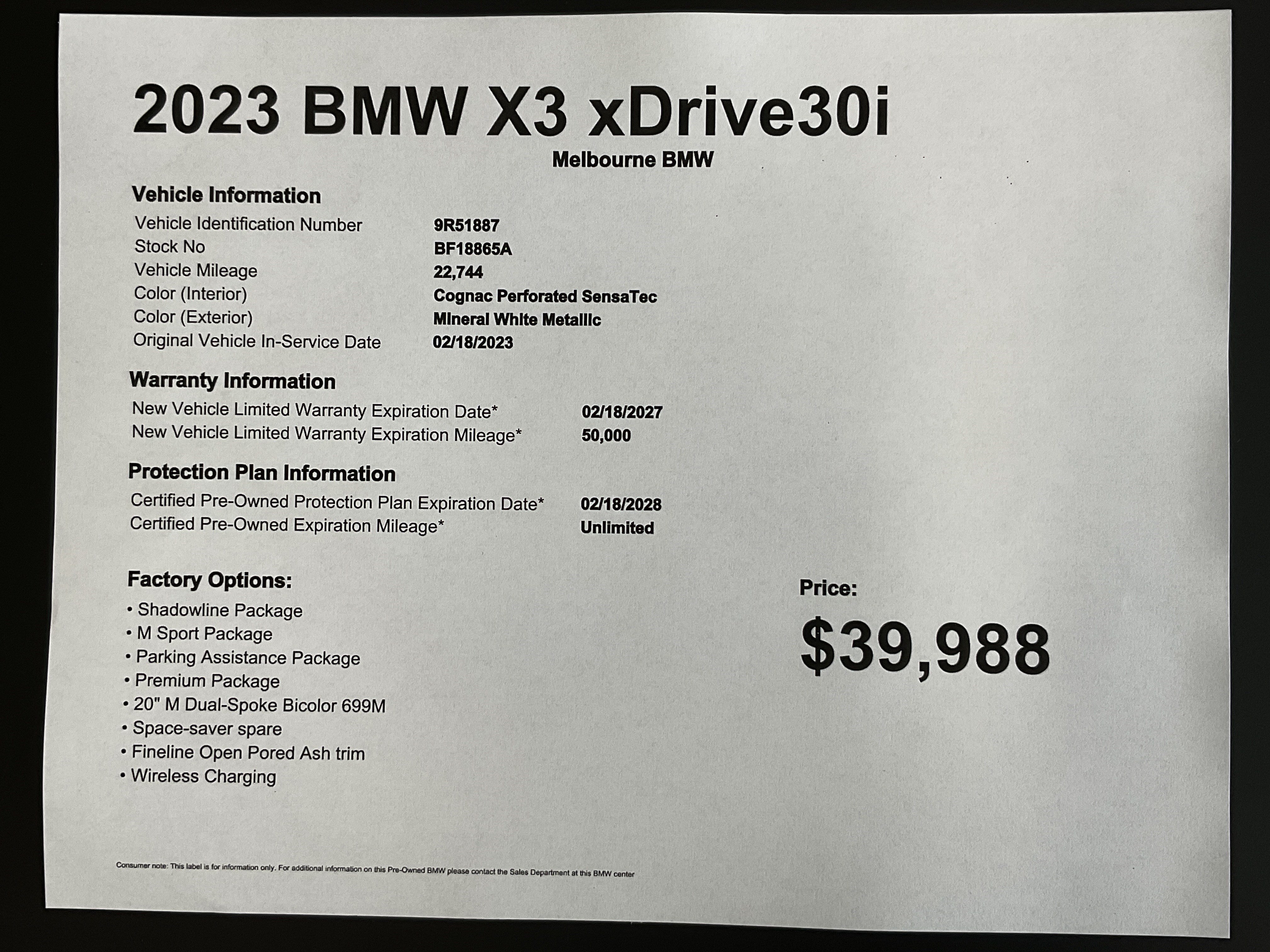 Certified 2023 BMW X3 xDrive30i w/ M Sport Package AWD/4WD image 39