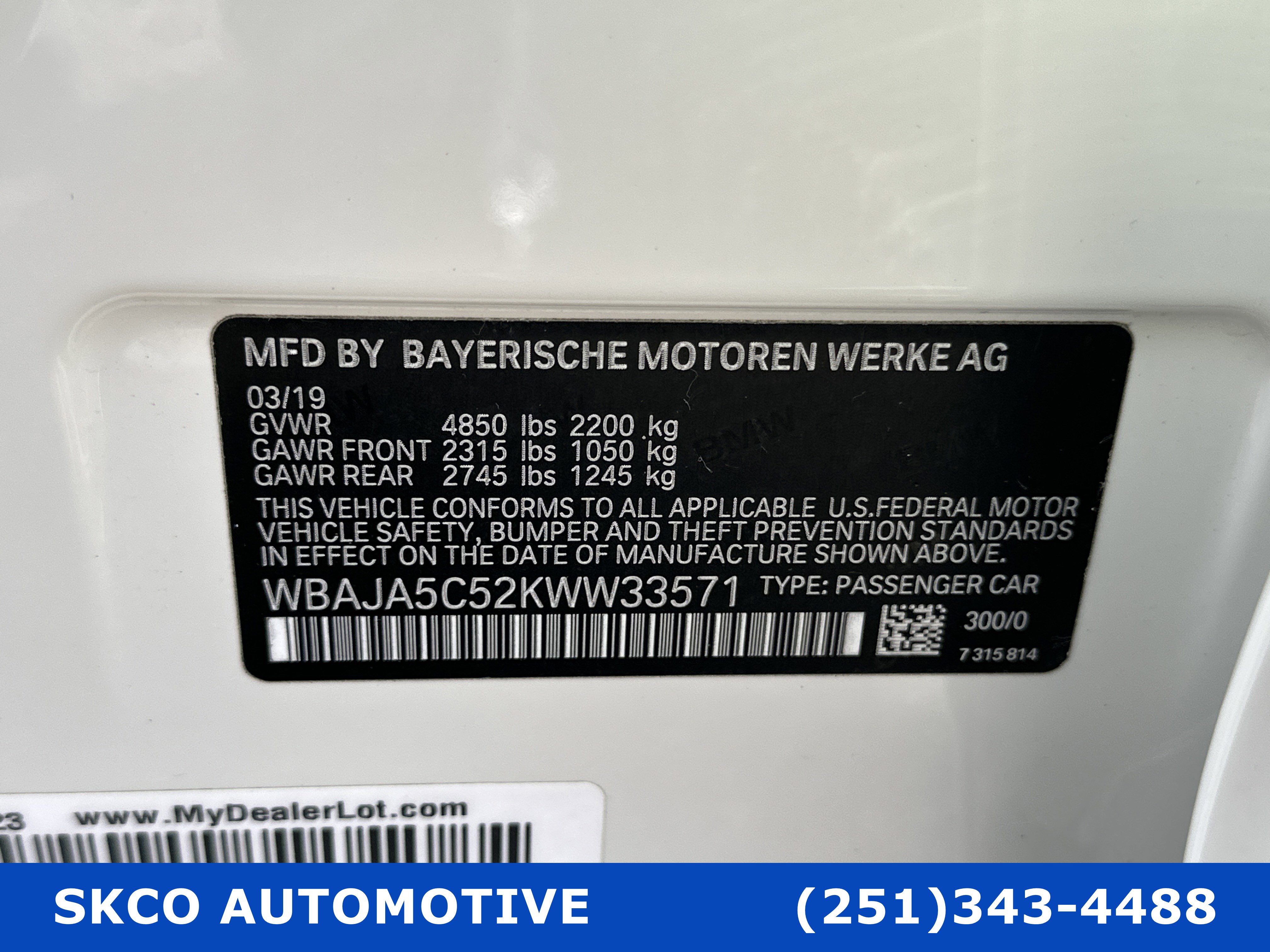Used 2019 BMW 530i w/ Convenience Package RWD image 29