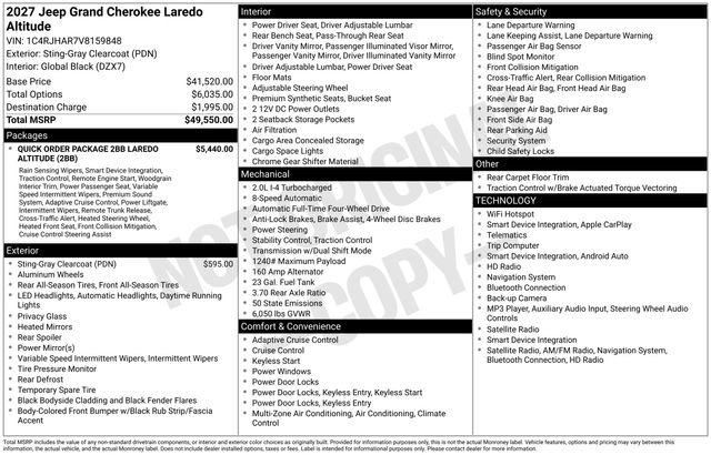 New 2027 Jeep Grand Cherokee Altitude AWD/4WD image 5