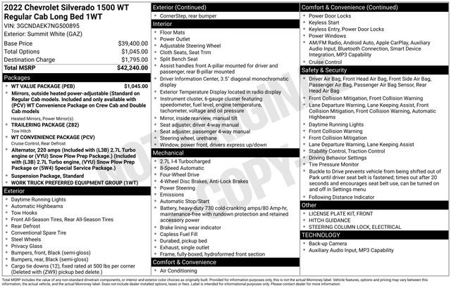 Used 2022 Chevrolet Silverado 1500 W/T w/ WT Value Package AWD/4WD image 7