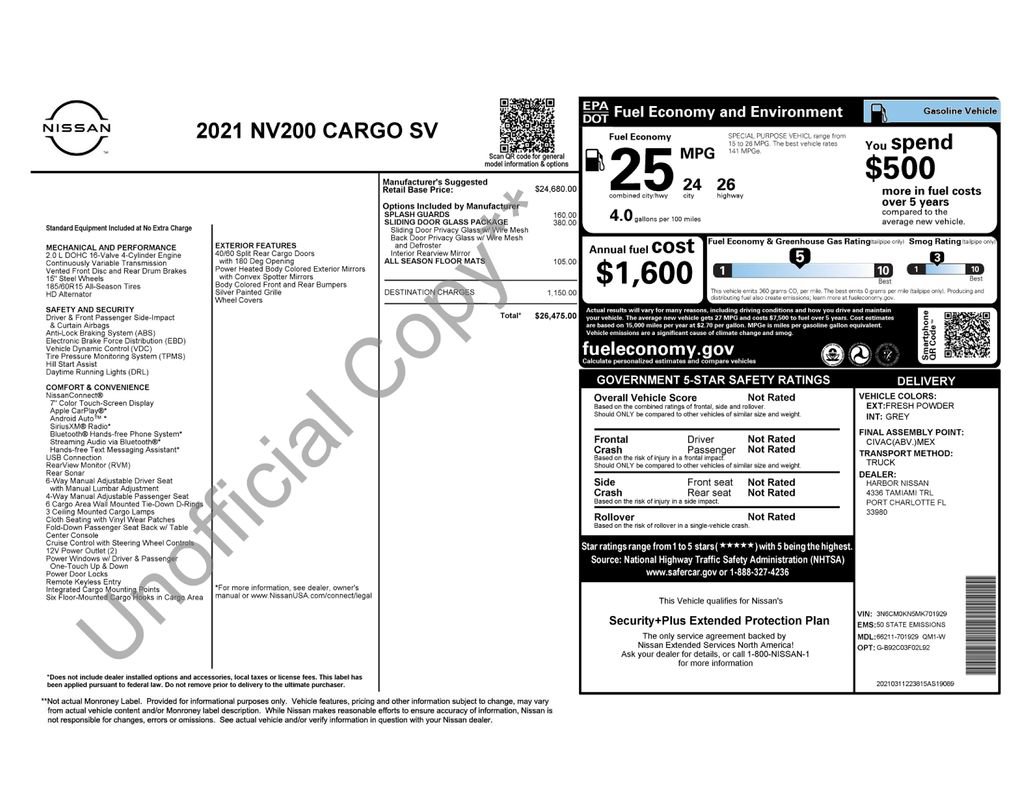 Used 2021 Nissan NV200 SV w/ Sliding Door Glass Package FWD image 7