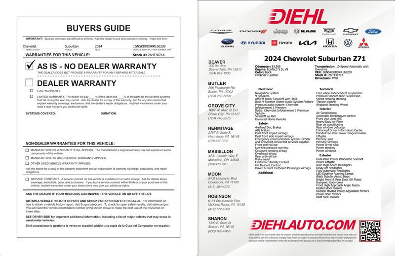 Used 2024 Chevrolet Suburban Z71 w/ Luxury Package AWD/4WD image 48
