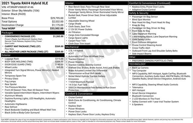 Used 2021 Toyota RAV4 XLE w/ Convenience Package AWD/4WD image 32