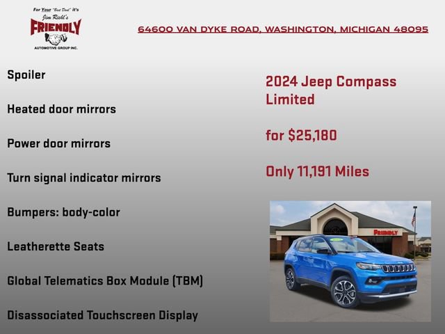 Used 2024 Jeep Compass Limited w/ Sun and Sound Group AWD/4WD image 30