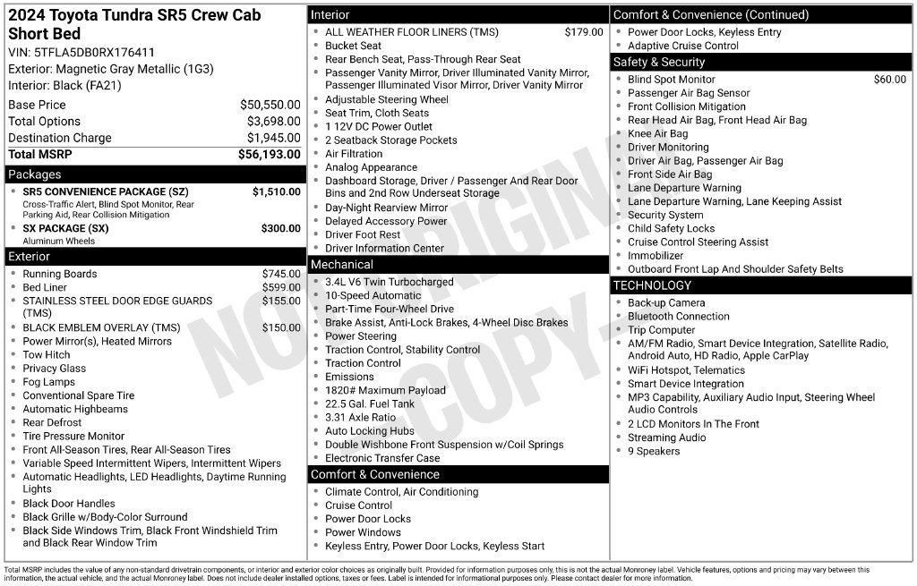 Used 2024 Toyota Tundra SR5 w/ SR5 Convenience Package AWD/4WD image 4