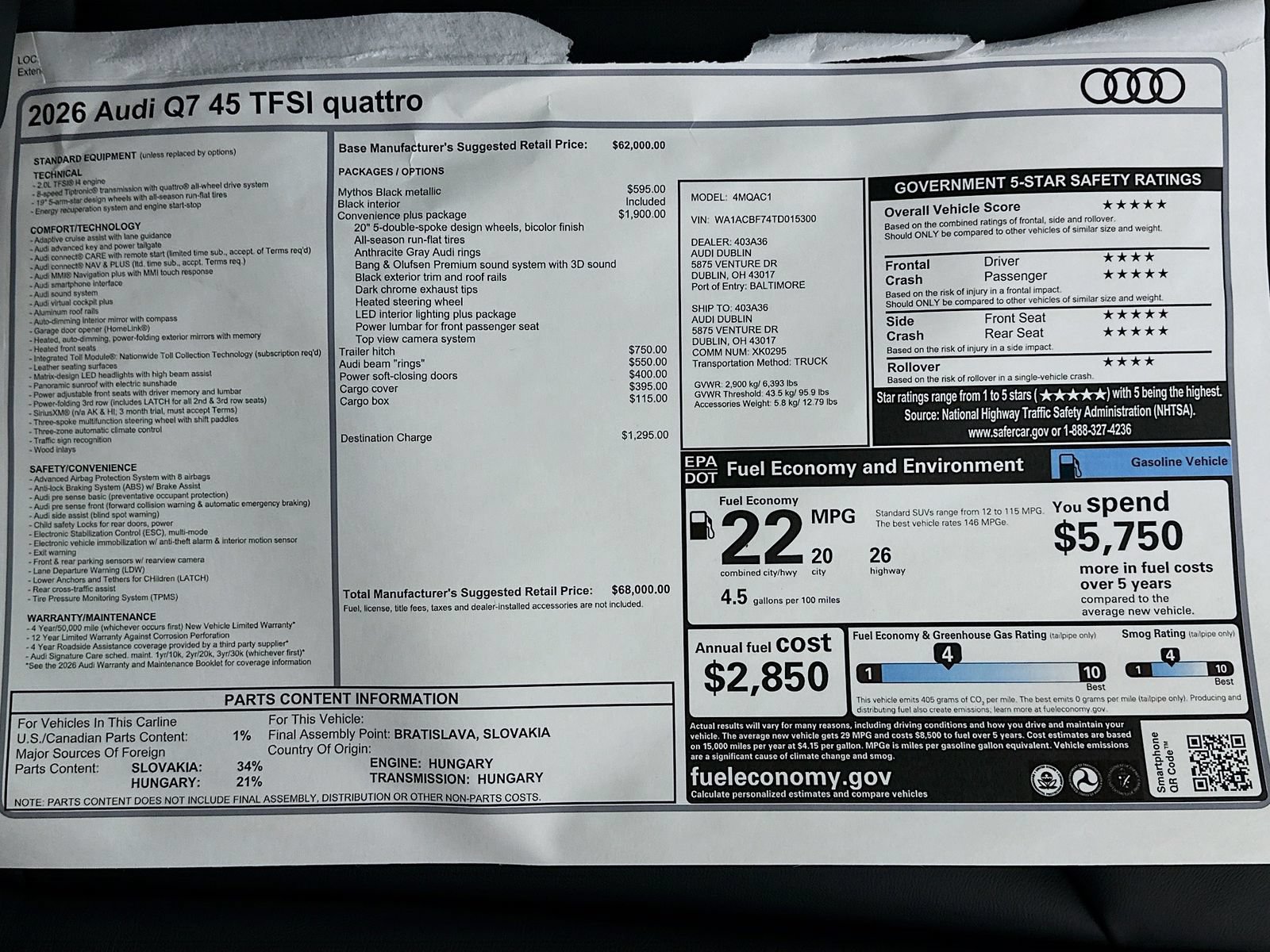 New 2026 Audi Q7 2.0T Premium AWD/4WD image 48