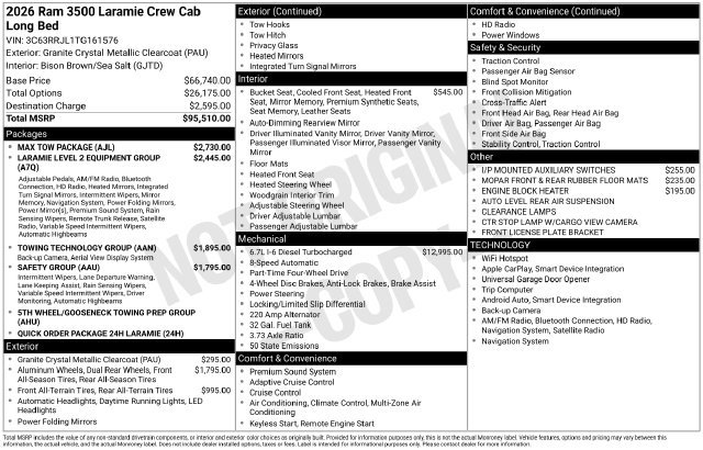 New 2026 RAM 3500 Laramie w/ Max Tow Package AWD/4WD image 5