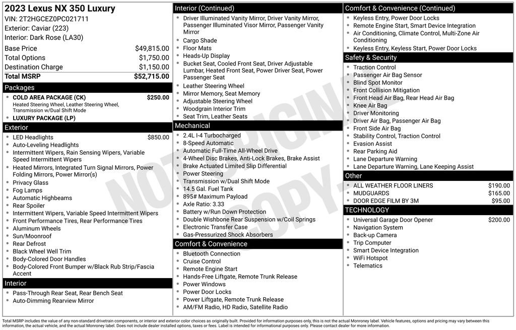 Used 2023 Lexus NX 350 AWD w/ Cold Area Package image 22