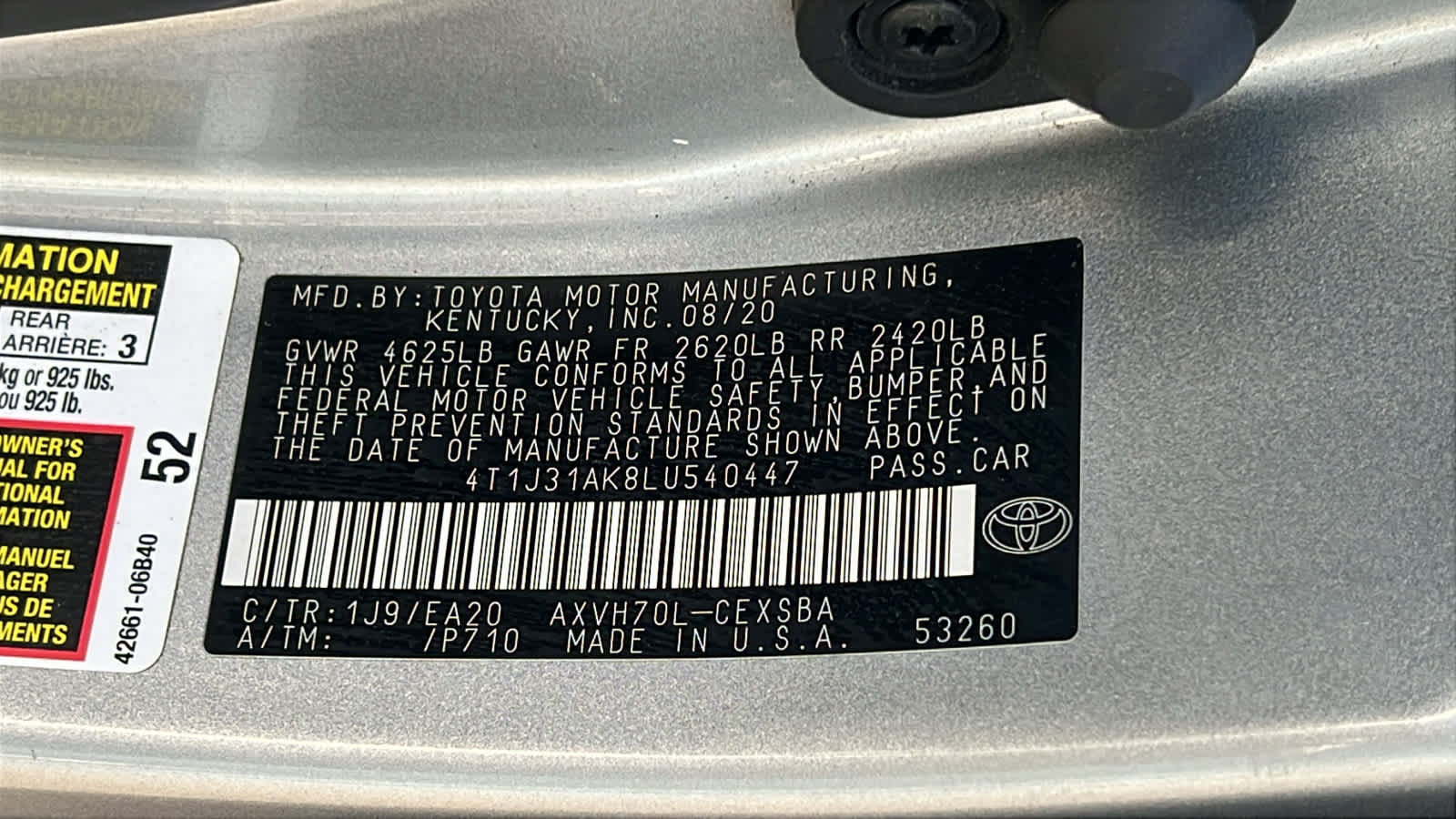 Used 2020 Toyota Camry SE w/ Sunroof Package FWD image 30