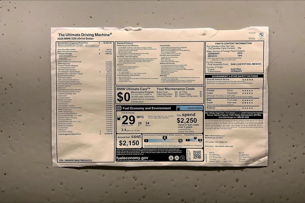 New 2026 BMW 330i xDrive Sedan w/ Premium Package AWD/4WD image 12