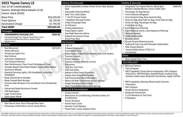 Used 2023 Toyota Camry LE w/ Convenience Package FWD image 66
