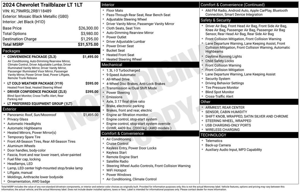 Used 2024 Chevrolet TrailBlazer LT w/ Convenience Package AWD/4WD image 37