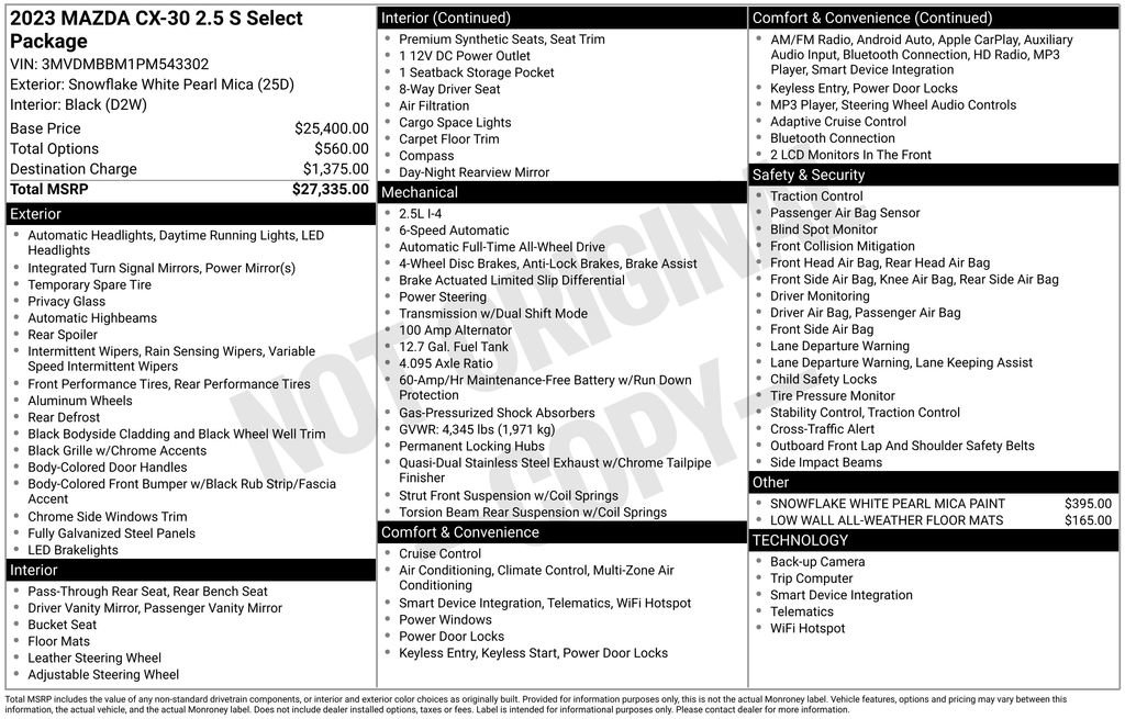 Used 2023 MAZDA CX-30 AWD 2.5 S w/ Select Package image 9