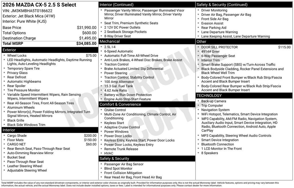 New 2026 MAZDA CX-5 Select AWD/4WD image 10