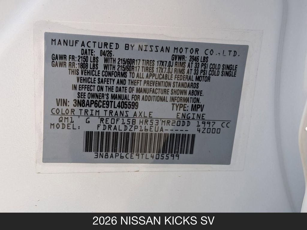 New 2026 Nissan Kicks SV FWD image 24
