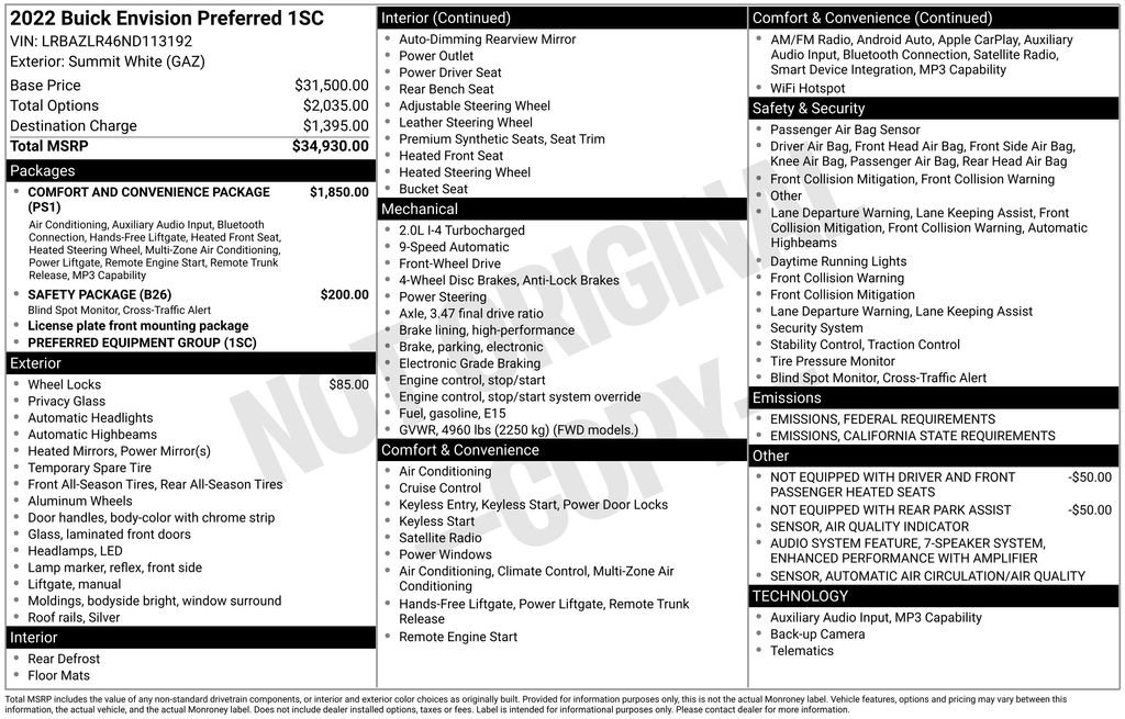 Used 2022 Buick Envision Preferred image 2