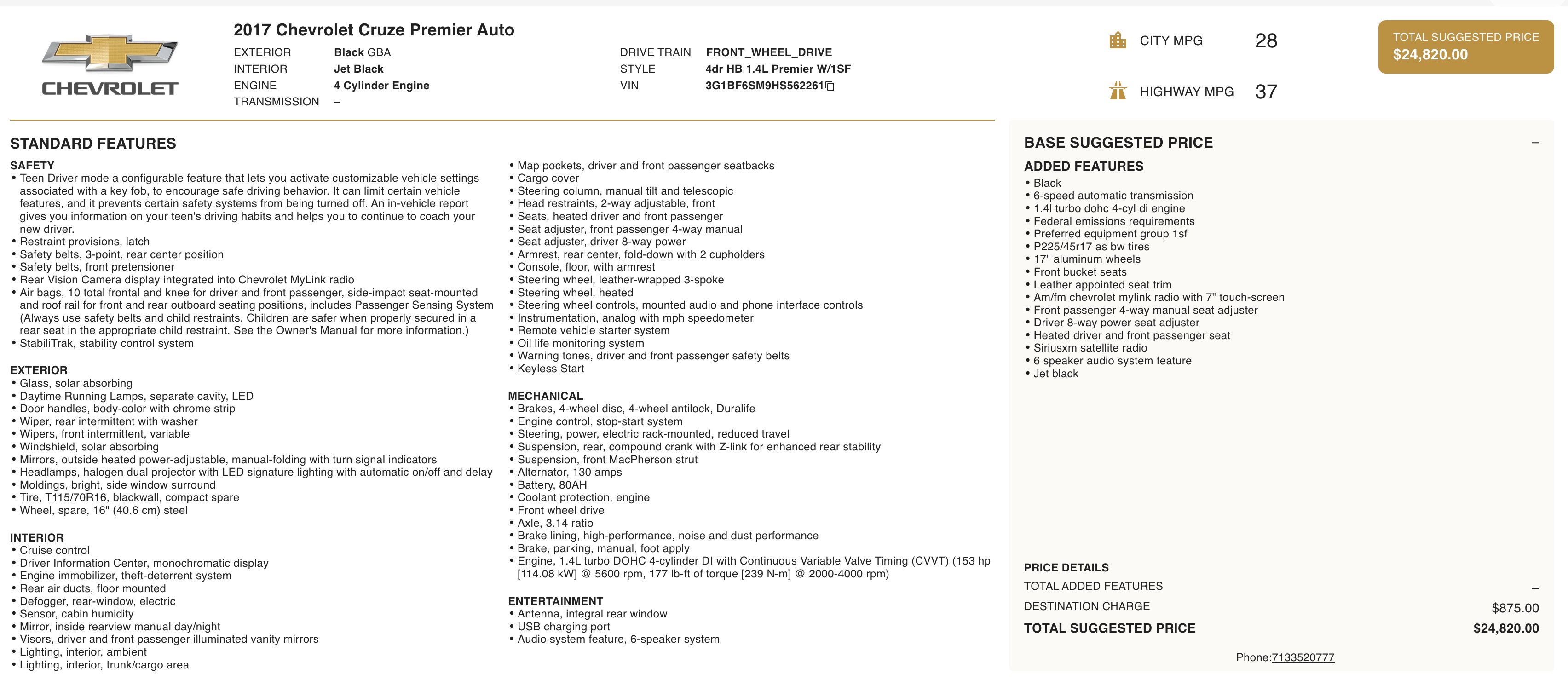 Used 2017 Chevrolet Cruze Premier image 3