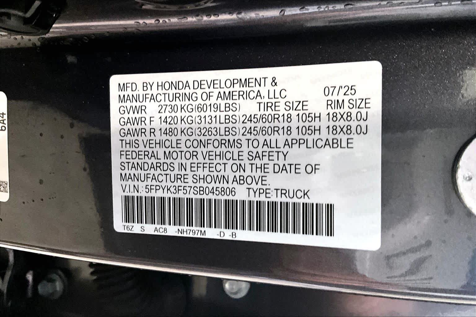 Certified 2025 Honda Ridgeline RTL image 64