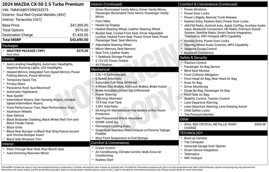 Certified 2024 MAZDA CX-50 AWD 2.5 Turbo w/ Weather Package image 10