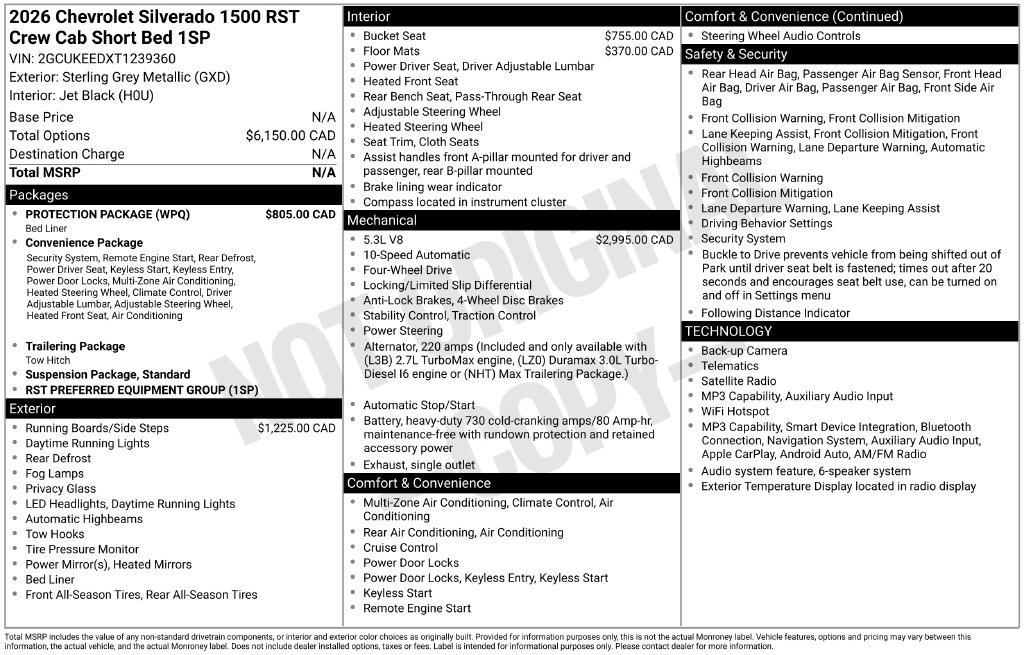 New 2026 Chevrolet Silverado 1500 RST w/ Protection Package AWD/4WD image 3