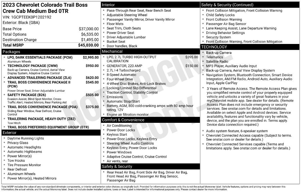 Used 2023 Chevrolet Colorado Trail Boss w/ LPO, Dark Essentials Package AWD/4WD image 4