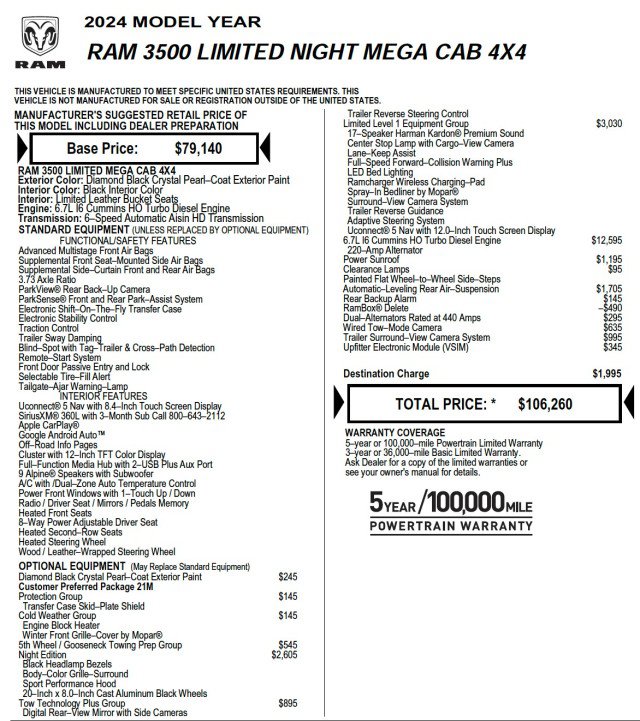 Used 2024 RAM 3500 Limited AWD/4WD image 2
