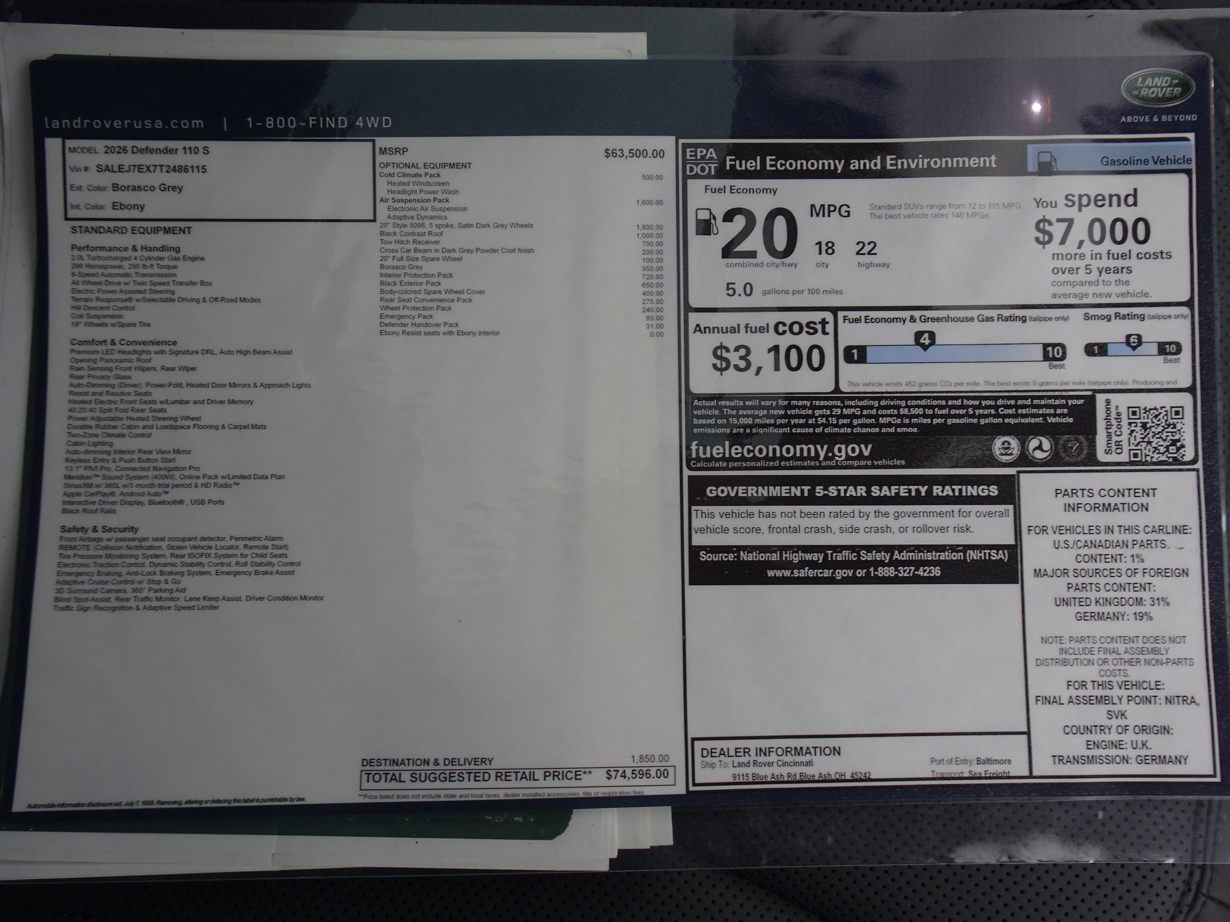 New 2026 Land Rover Defender 110 S image 6