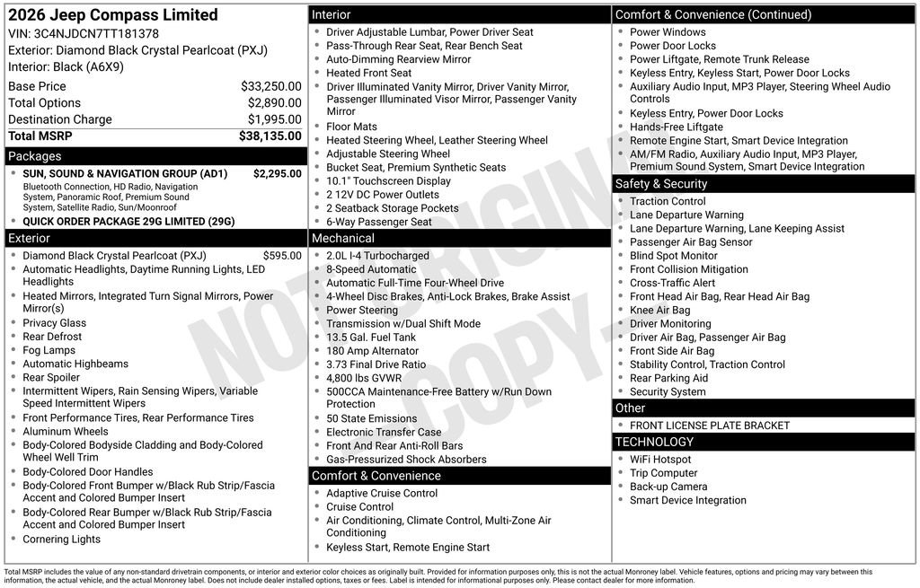 New 2026 Jeep Compass Limited w/ Sun, Sound & Navigation Group AWD/4WD image 4