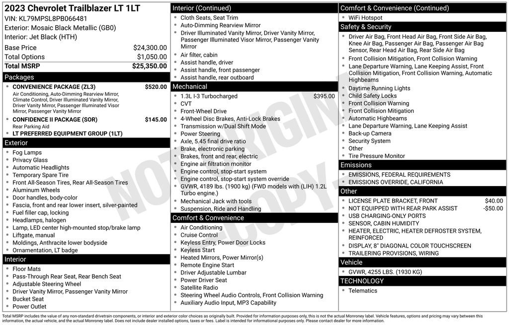 Used 2023 Chevrolet TrailBlazer LT w/ Convenience Package image 78