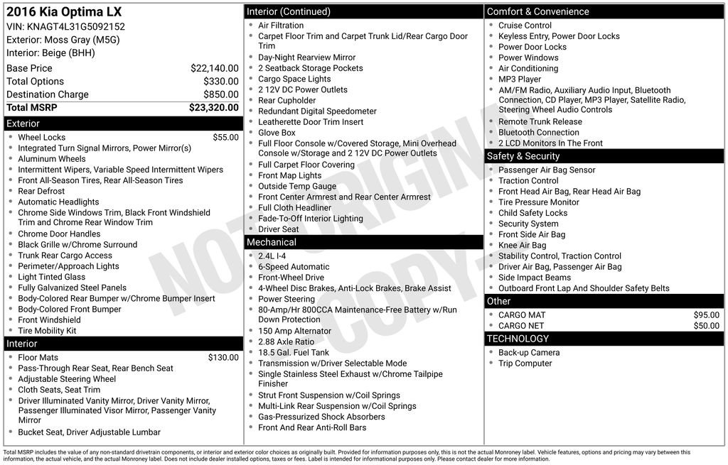 Used 2016 Kia Optima LX image 2