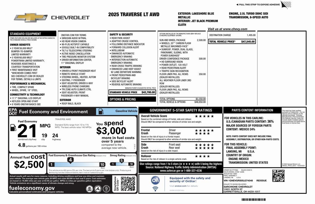 Used 2025 Chevrolet Traverse LT w/ Sun and Wheel Package image 4