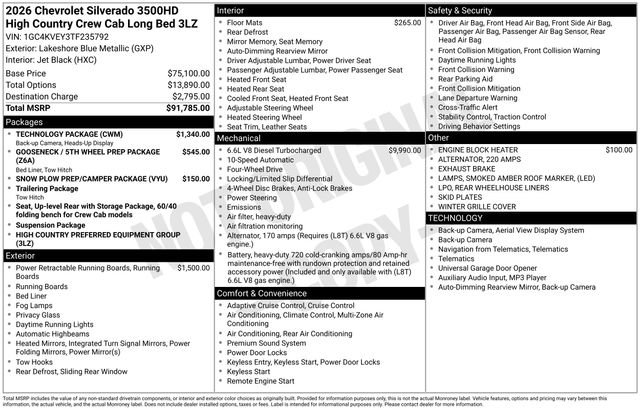 New 2026 Chevrolet Silverado 3500 High Country w/ Technology Package image 31