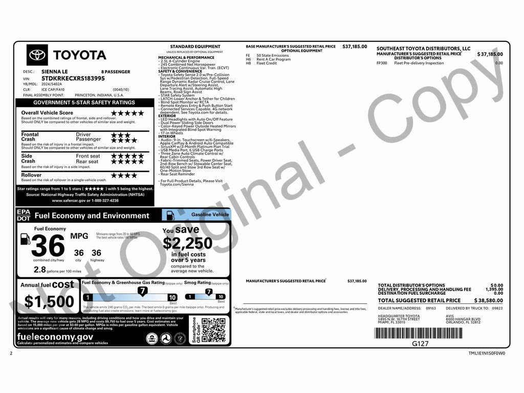 Used 2024 Toyota Sienna LE image 2