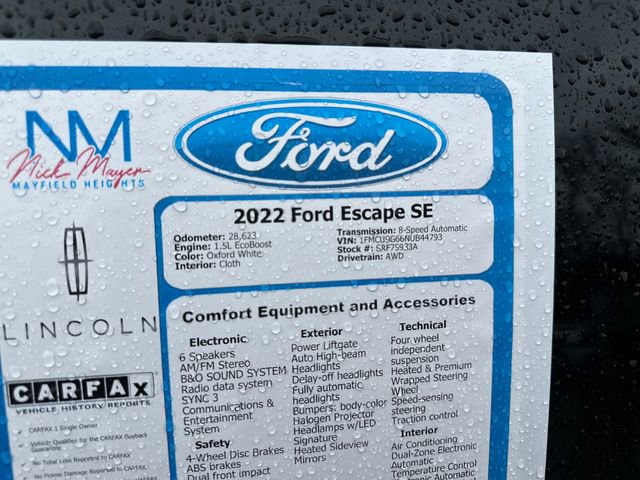 Used 2022 Ford Escape SE w/ Convenience Package image 32