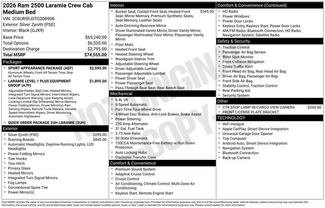 Used 2026 RAM 2500 Laramie w/ Sport Appearance Package AWD/4WD image 60