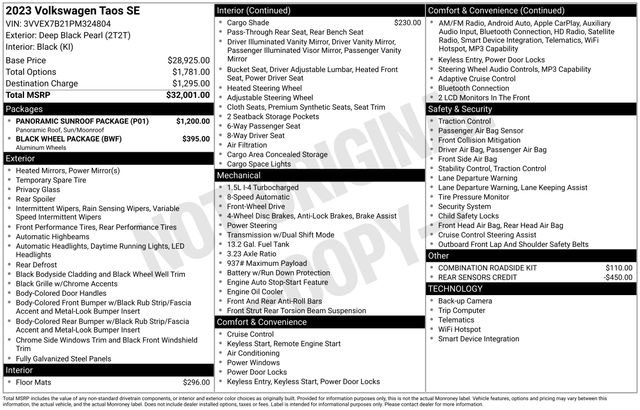 Certified 2023 Volkswagen Taos SE w/ Panoramic Sunroof Package image 28