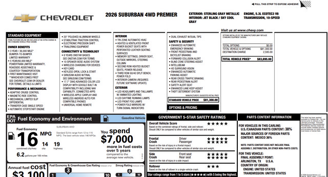 Used 2026 Chevrolet Suburban Premier AWD/4WD image 5