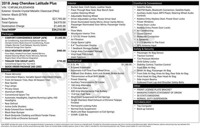 Used 2018 Jeep Cherokee Latitude Plus w/ Comfort/Convenience Group image 42