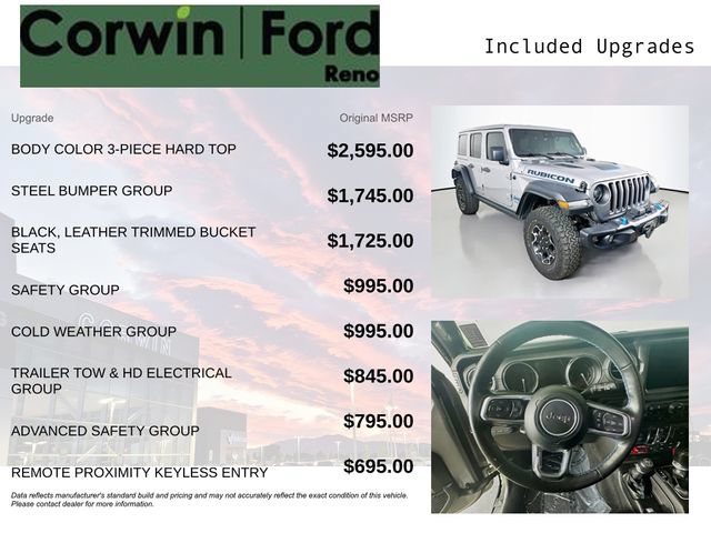 Used 2021 Jeep Wrangler Unlimited Rubicon 4xe w/ Steel Bumper Group AWD/4WD image 3