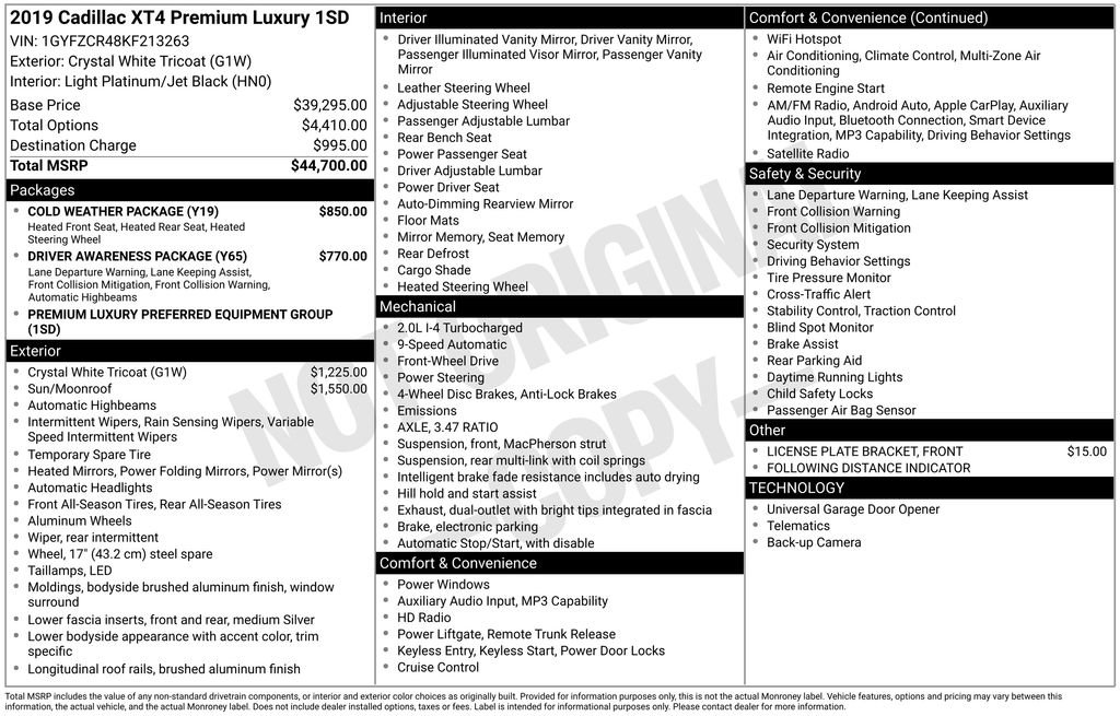 Used 2019 Cadillac XT4 Premium Luxury w/ Cold Weather Package FWD image 37