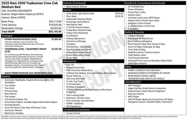 Used 2025 RAM 2500 Tradesman w/ Power Wagon Package image 17