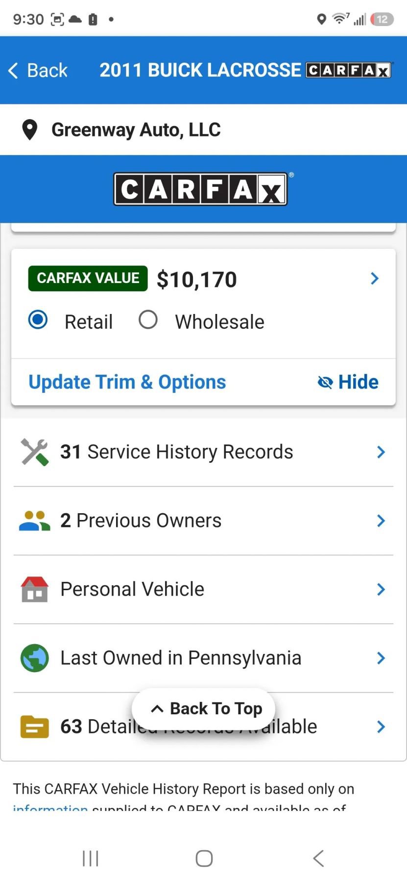 Used 2011 Buick LaCrosse CXL AWD/4WD image 2
