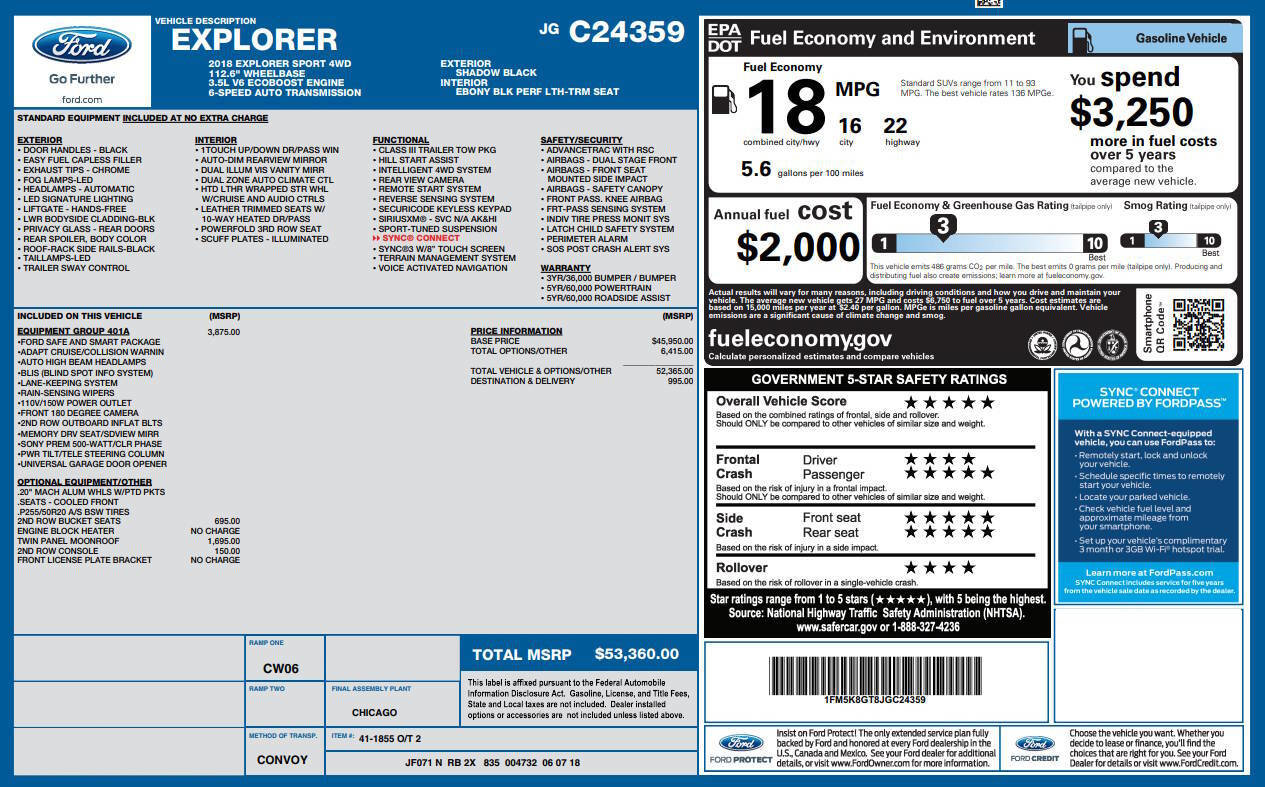 Used 2018 Ford Explorer Sport w/ Equipment Group 401A image 4