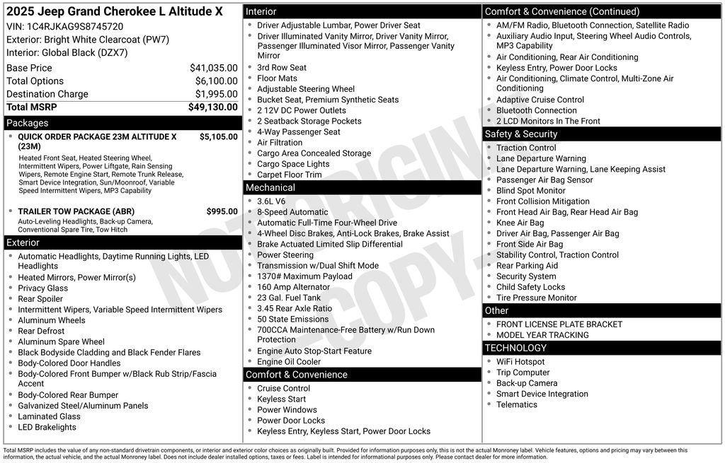 New 2025 Jeep Grand Cherokee L Altitude image 2