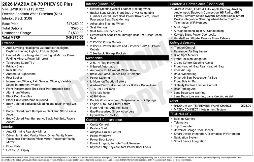 New 2026 MAZDA CX-70 SC Plus image 4
