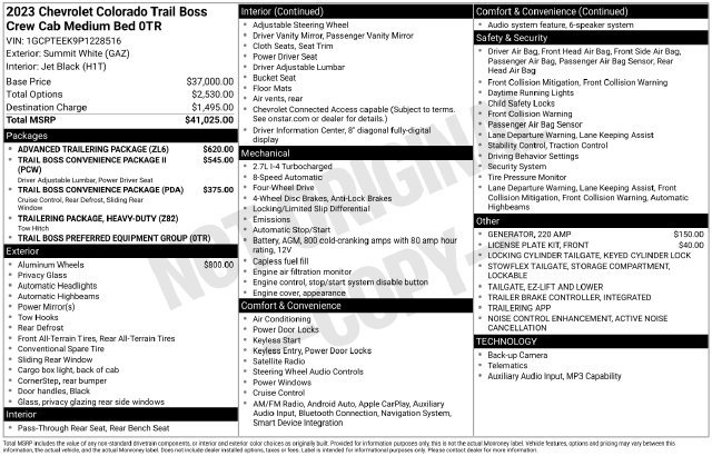Used 2023 Chevrolet Colorado Trail Boss w/ Advanced Trailering Package AWD/4WD image 40